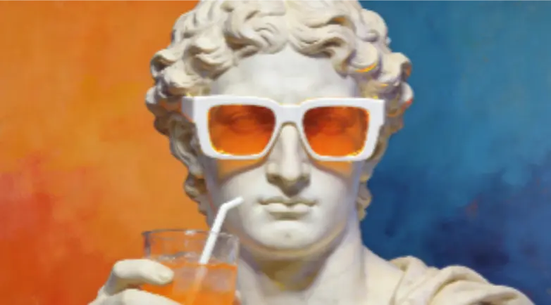 Classical statue styled with modern sunglasses, generated by AI, part of the Artistic Image Display from AIde.art
