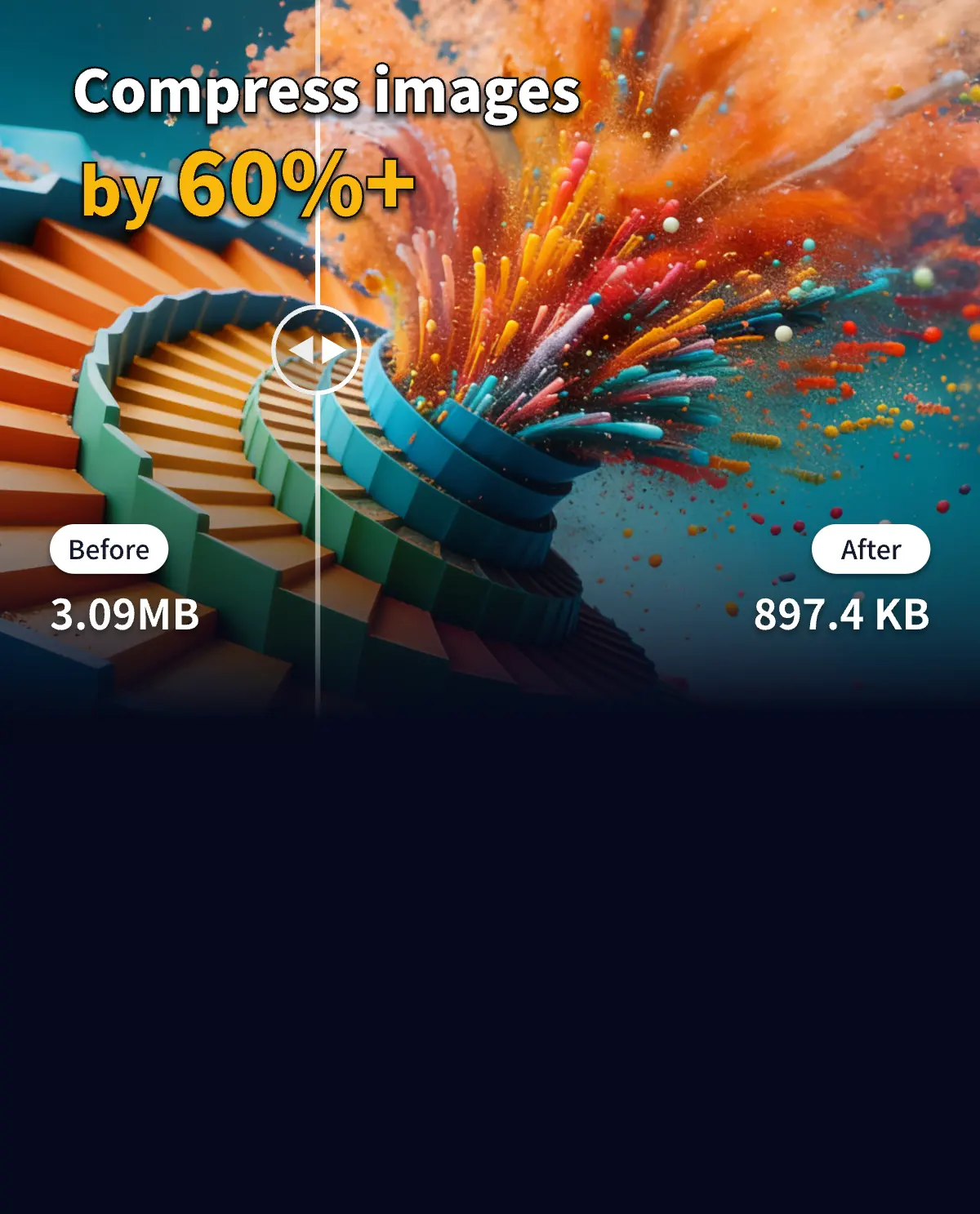 Function display image of Image Compressor (an Online AI tool by AIde.art): Presents the before-and-after comparison of online image compression (drastically reducing size without quality loss)