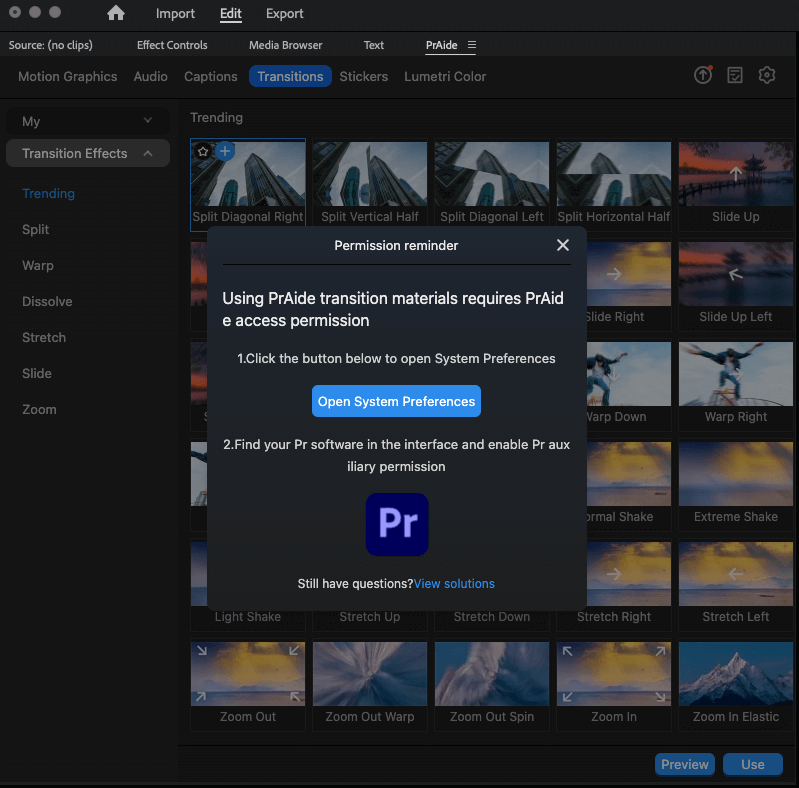 Issue: Permission request popup prompt