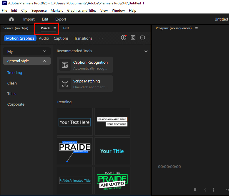 you can embed PrAide inside the Premiere Pro interface