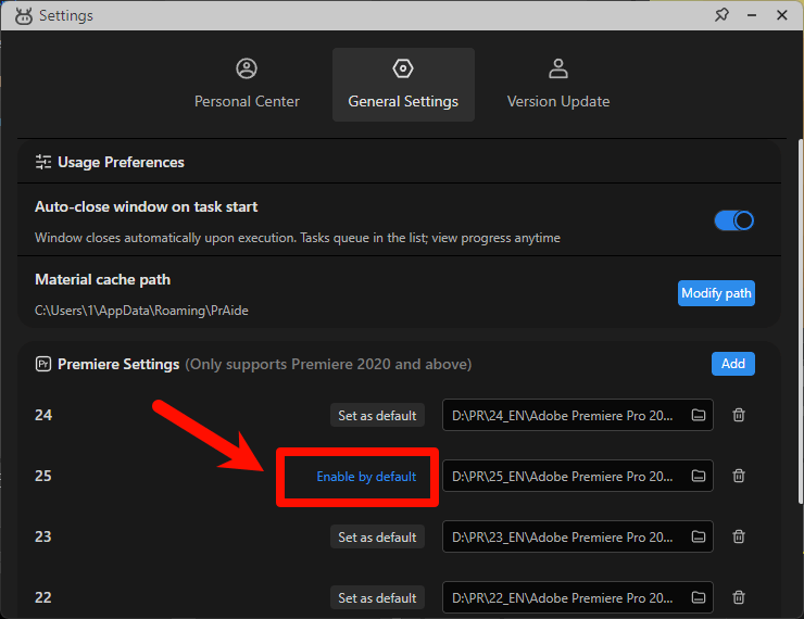 Set a Default Launch Version