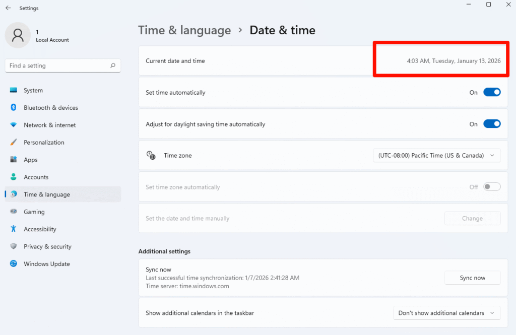 Confirm that the system date and time are correct before proceeding.