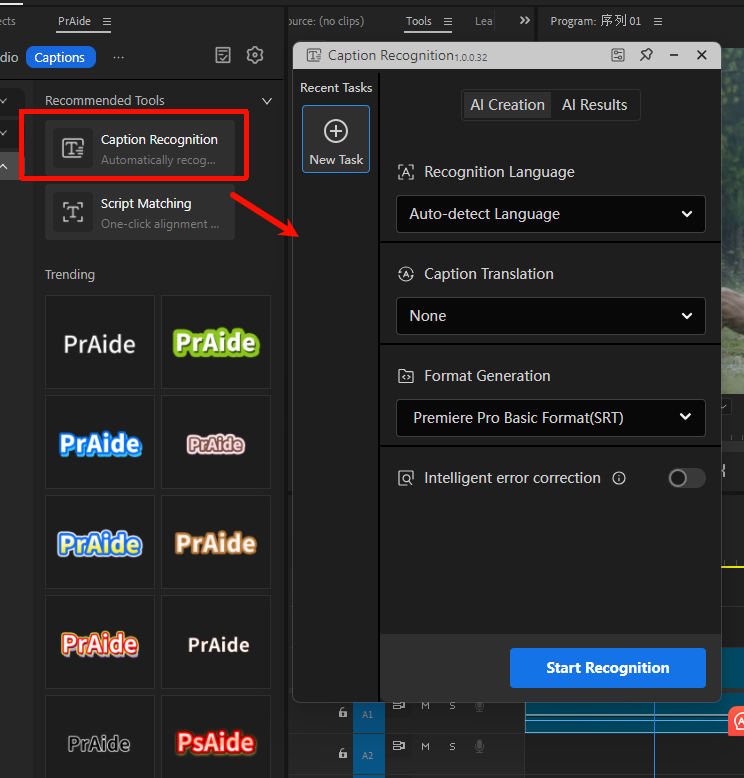 The generated Captions can be further edited on the Timeline