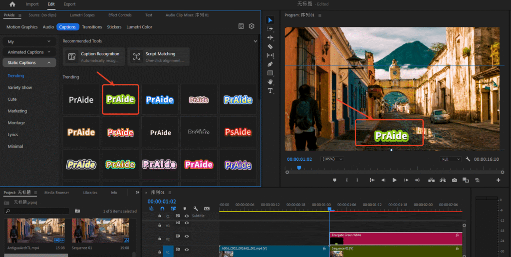Apply Pr Caption Styles