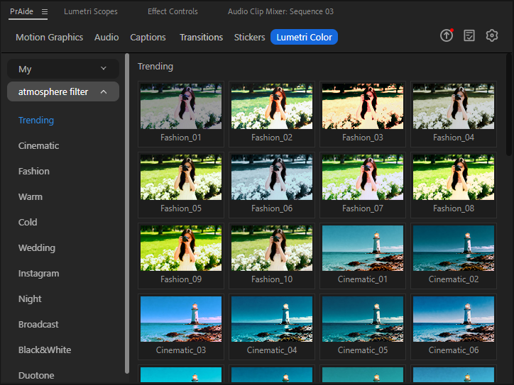 Customizable Lumetri Color