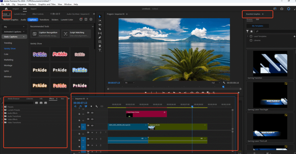 Pr's Basic Workspace Interface for Smooth Editing